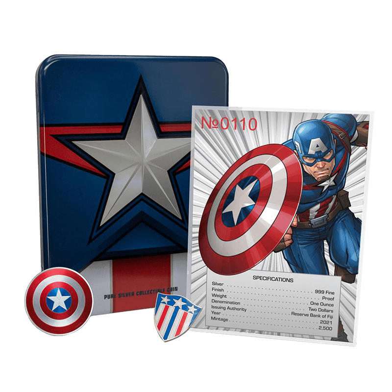 Image for 1 oz Silver Captain America Shield Coin (2021) from TD Precious Metals